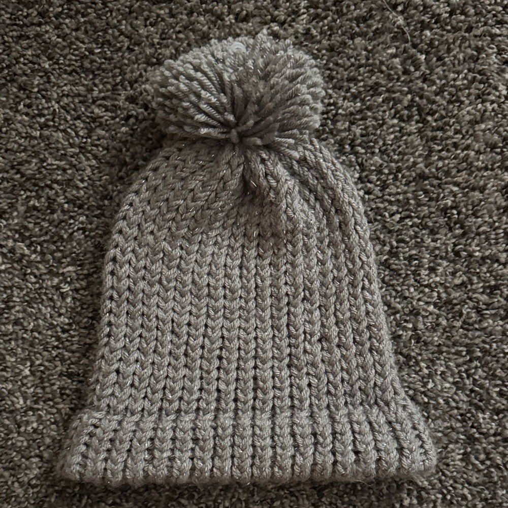 Cozy Gray Knit Pom-Pom Beanie for Kids